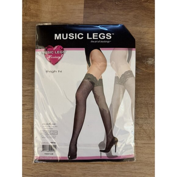 Music Legs Fishnet Thigh Hi With Big Lace Up Tops  One Size Fits Most - Picture 2 of 2
